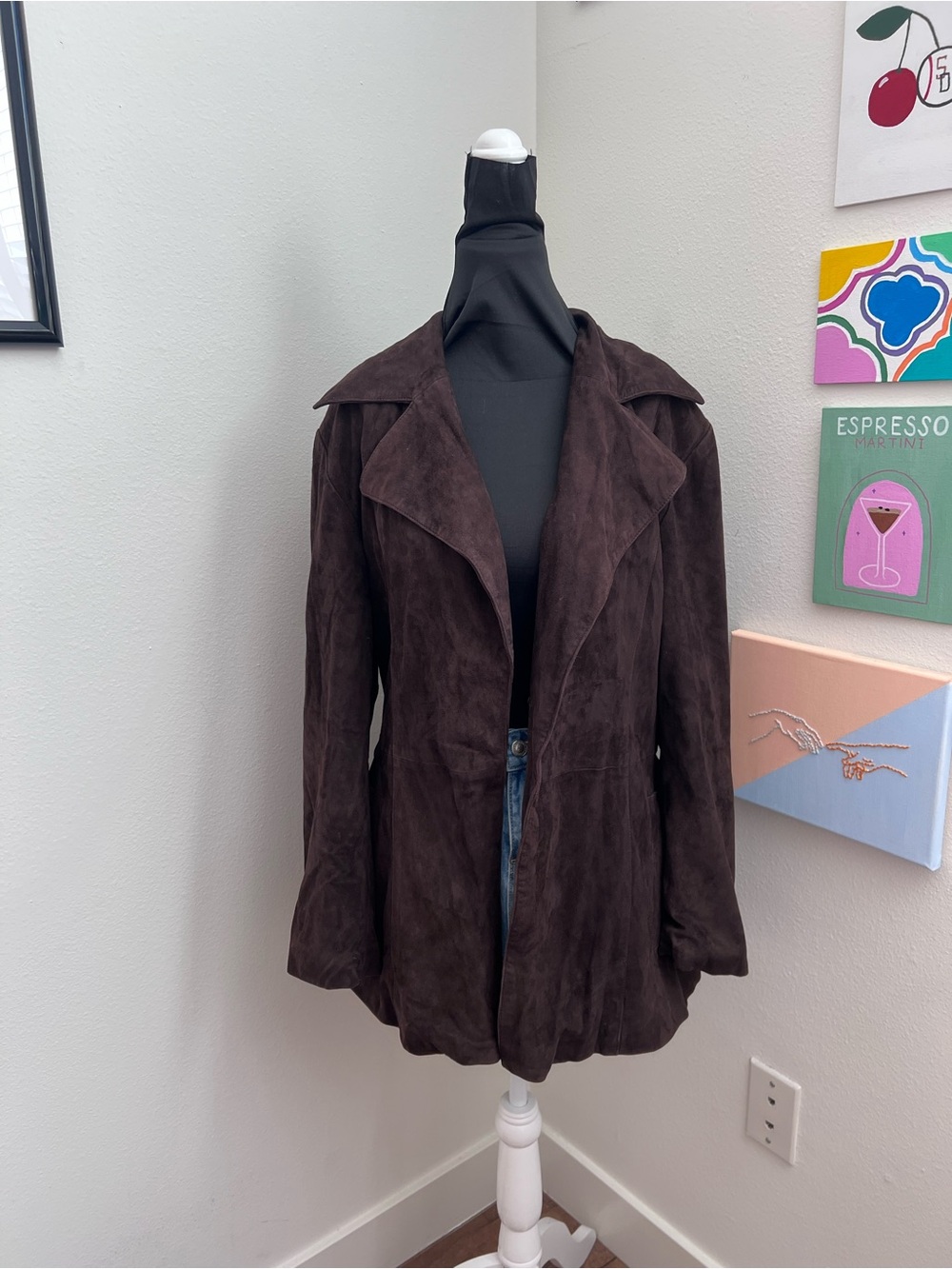 Vintage Vakko 100% Leather Brown Suede Jacket – Chocolate Suede Blazer Coat